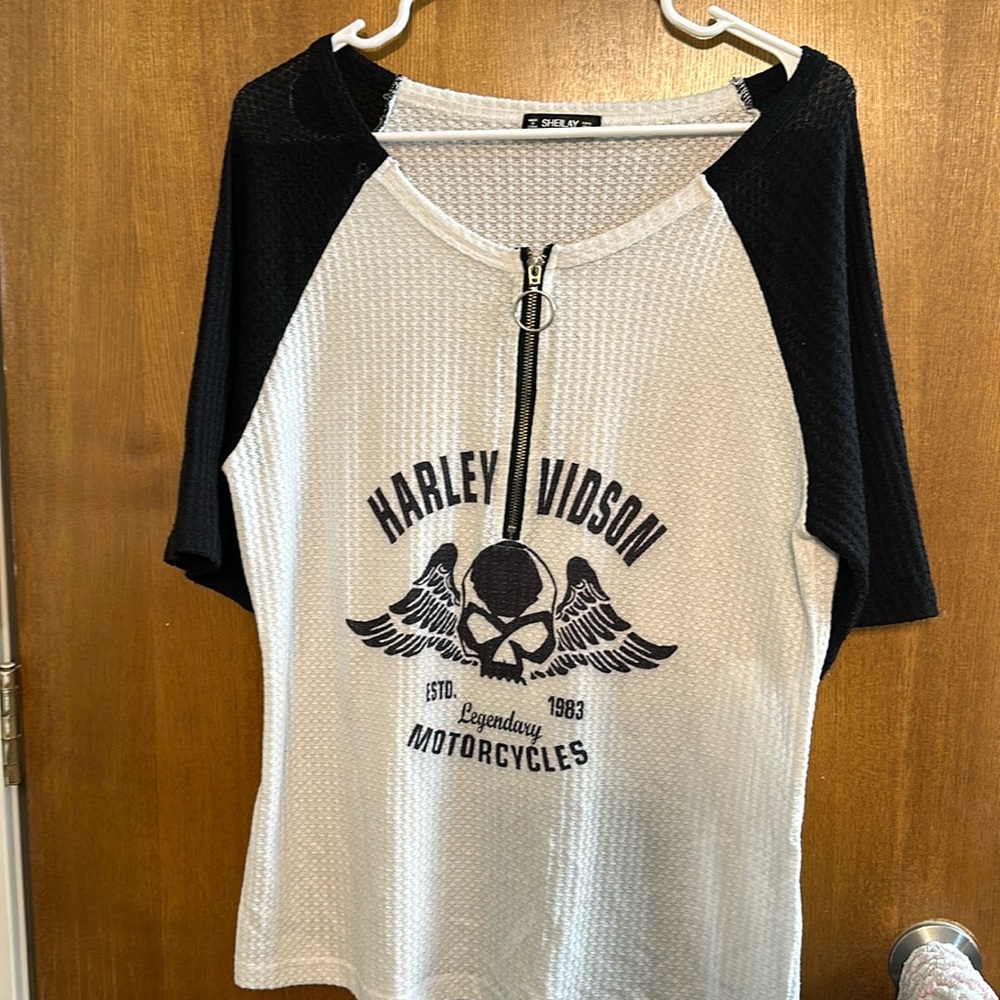 Zip up textured shirt, Harley Davidson